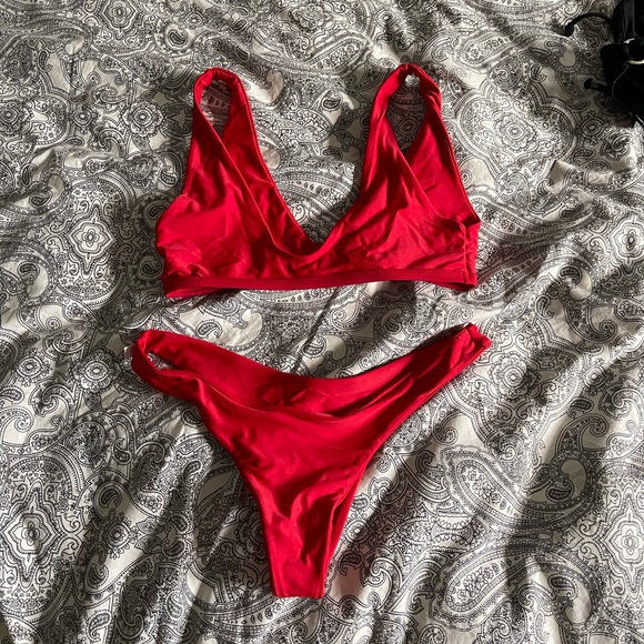 SHEIN red scoop top bikini set - Picture 1 of 2